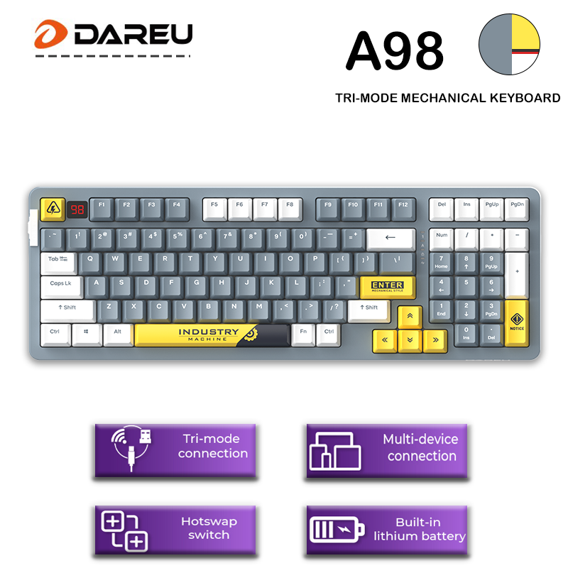 Buy Dareu A98 Tri-mode Connection 100% Hotswap RGB LED Backlit PBT keycaps 98 Keys Gasket structure Mechanical Gaming Keyboard With Customized SKY V3 Switch Buy Dareu A98 Tri-mode Connection 100% Hotswap RGB LED Backlit PBT keycaps 98 Keys Gasket structure Mechanical Gaming Keyboard With Customized SKY V3 Switch